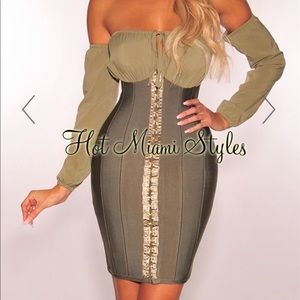 White Bandage Off Shoulder Corset Hook Dress